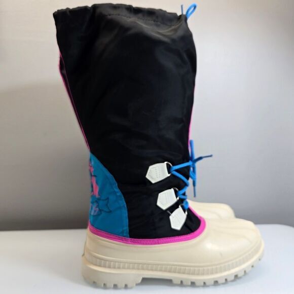 Vintage 80s Sorel Ski Snow Boots Men Size 9 Real Pipe Dogs Neon Wool Lined Retro - Picture 1 of 15